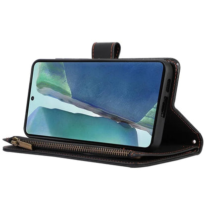 For Samsung Galaxy Note20 Ultra / Note20 Ultra 5G Cover 9 Card Slots Zipper Pocket Phone Wallet Case