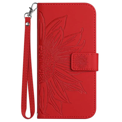 HT04 Wallet Phone Case for OnePlus 12 5G PU Leather Sunflower Pattern Cover with Wrist Strap