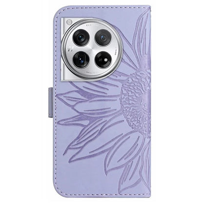 HT04 Wallet Phone Case for OnePlus 12 5G PU Leather Sunflower Pattern Cover with Wrist Strap