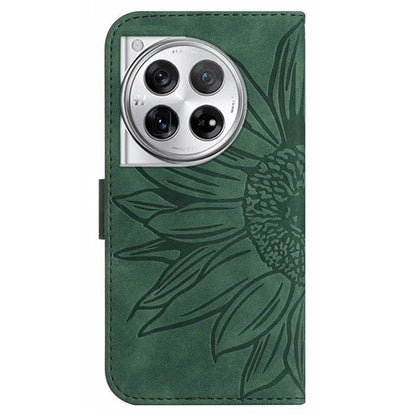 HT04 Wallet Phone Case for OnePlus 12 5G PU Leather Sunflower Pattern Cover with Wrist Strap