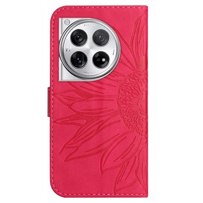 HT04 Wallet Phone Case for OnePlus 12 5G PU Leather Sunflower Pattern Cover with Wrist Strap