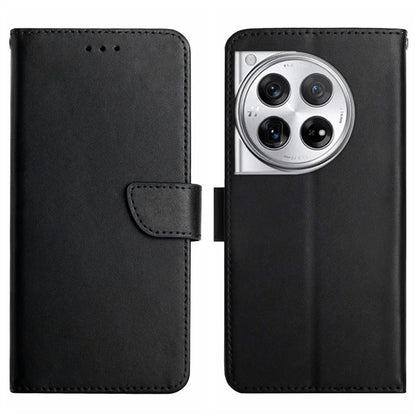 HT02 For OnePlus 12 5G Case Genuine Cow Leather Stand Wallet Cell Phone Cover