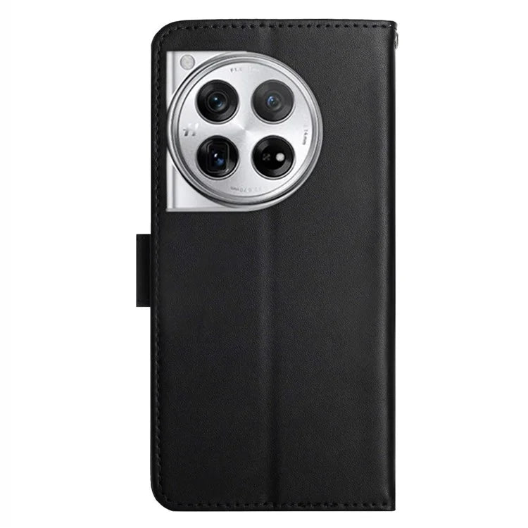 HT02 For OnePlus 12 5G Case Genuine Cow Leather Stand Wallet Cell Phone Cover