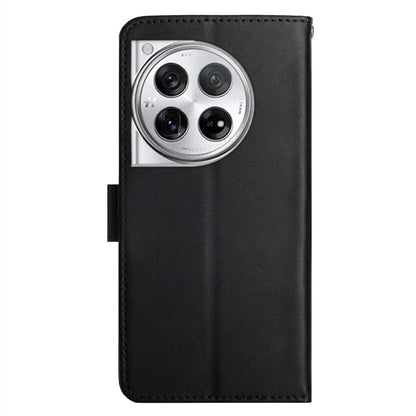 HT02 For OnePlus 12 5G Case Genuine Cow Leather Stand Wallet Cell Phone Cover