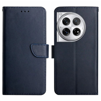 HT02 For OnePlus 12 5G Case Genuine Cow Leather Stand Wallet Cell Phone Cover