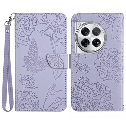 HT03 For OnePlus 12 5G Wallet Phone Case Flower Pattern Leather Cover with Hand Strap