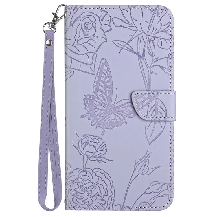 HT03 For OnePlus 12 5G Wallet Phone Case Flower Pattern Leather Cover with Hand Strap