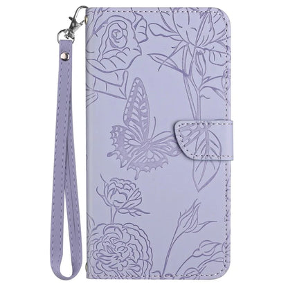 HT03 For OnePlus 12 5G Wallet Phone Case Flower Pattern Leather Cover with Hand Strap