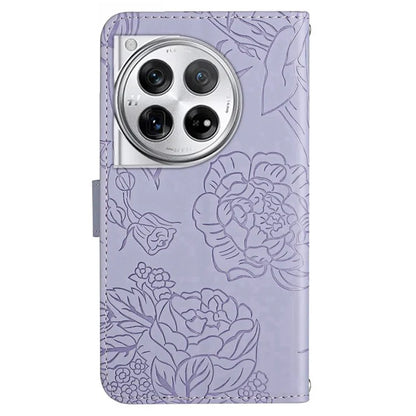 HT03 For OnePlus 12 5G Wallet Phone Case Flower Pattern Leather Cover with Hand Strap