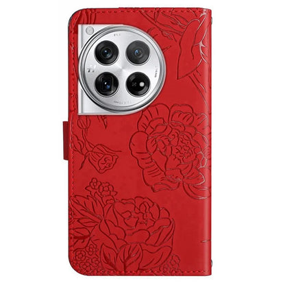 HT03 For OnePlus 12 5G Wallet Phone Case Flower Pattern Leather Cover with Hand Strap