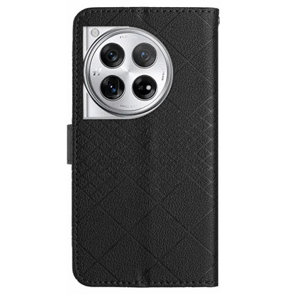 HT06 For OnePlus 12 5G Rhombus Pattern Leather Case Magnetic Clasp Shockproof Phone Cover