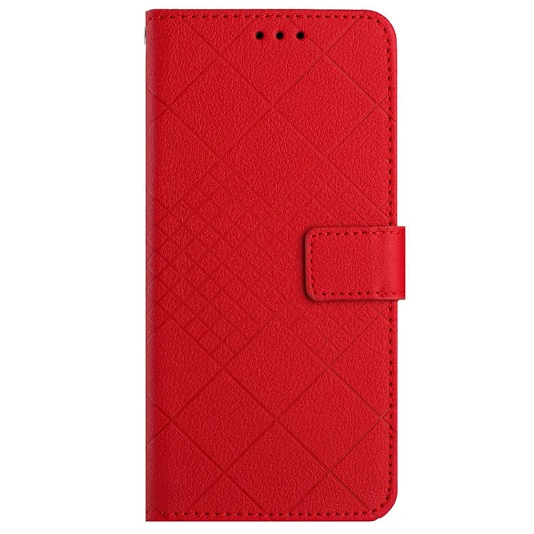 HT06 For OnePlus 12 5G Rhombus Pattern Leather Case Magnetic Clasp Shockproof Phone Cover