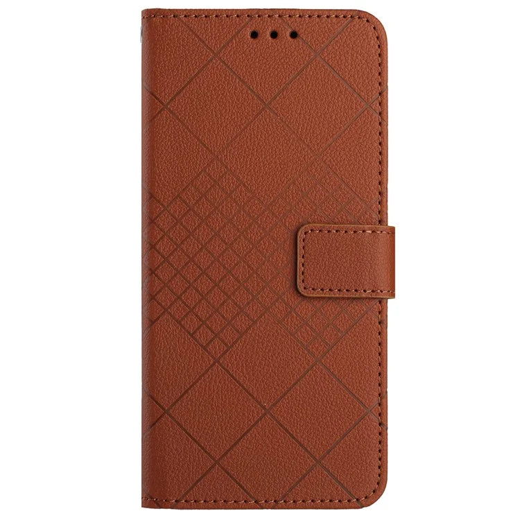 HT06 For OnePlus 12 5G Rhombus Pattern Leather Case Magnetic Clasp Shockproof Phone Cover