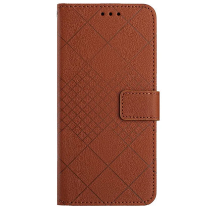HT06 For OnePlus 12 5G Rhombus Pattern Leather Case Magnetic Clasp Shockproof Phone Cover
