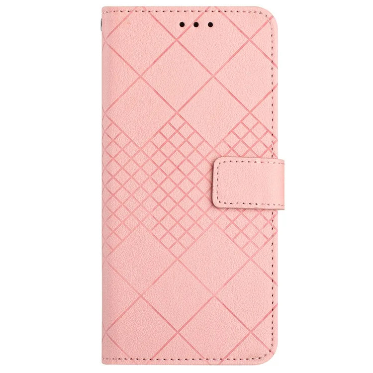 HT06 For OnePlus 12 5G Rhombus Pattern Leather Case Magnetic Clasp Shockproof Phone Cover