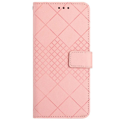 HT06 For OnePlus 12 5G Rhombus Pattern Leather Case Magnetic Clasp Shockproof Phone Cover