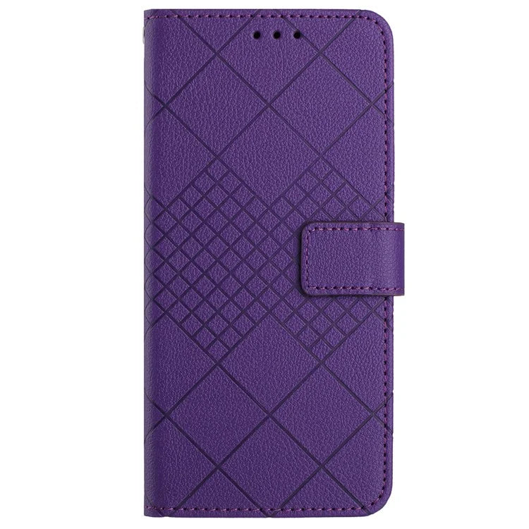HT06 For OnePlus 12 5G Rhombus Pattern Leather Case Magnetic Clasp Shockproof Phone Cover