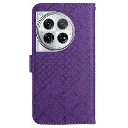 HT06 For OnePlus 12 5G Rhombus Pattern Leather Case Magnetic Clasp Shockproof Phone Cover