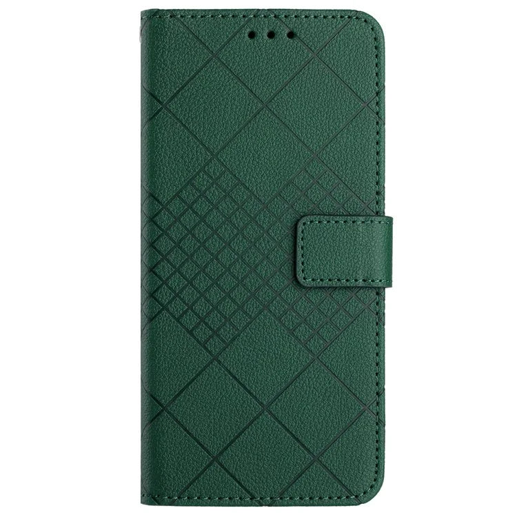 HT06 For OnePlus 12 5G Rhombus Pattern Leather Case Magnetic Clasp Shockproof Phone Cover
