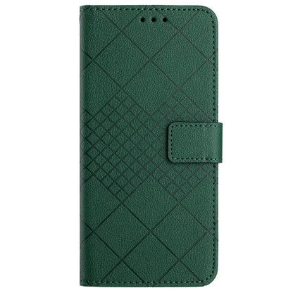 HT06 For OnePlus 12 5G Rhombus Pattern Leather Case Magnetic Clasp Shockproof Phone Cover