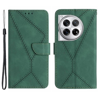 HT05 For OnePlus 12 5G PU Leather Case Line Imprinted Protective Phone Cover