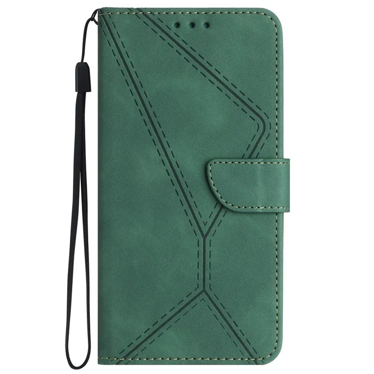 HT05 For OnePlus 12 5G PU Leather Case Line Imprinted Protective Phone Cover