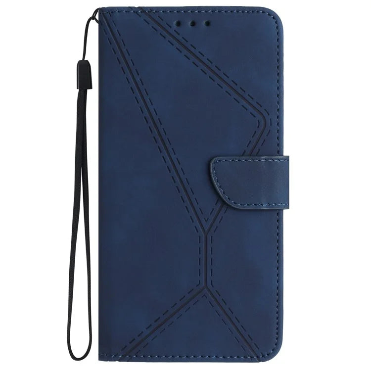HT05 For OnePlus 12 5G PU Leather Case Line Imprinted Protective Phone Cover