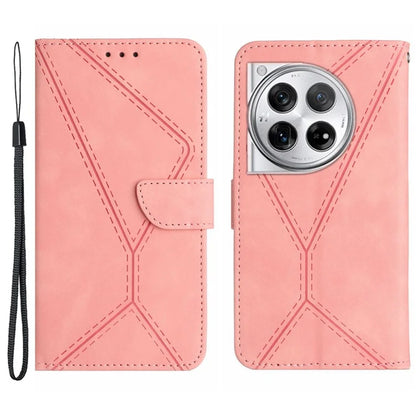 HT05 For OnePlus 12 5G PU Leather Case Line Imprinted Protective Phone Cover