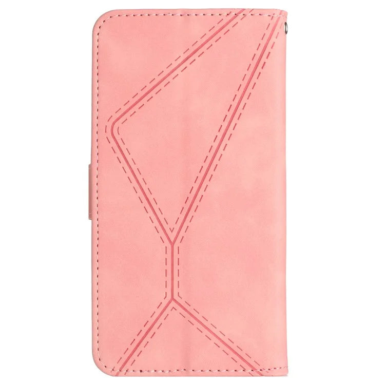 HT05 For OnePlus 12 5G PU Leather Case Line Imprinted Protective Phone Cover
