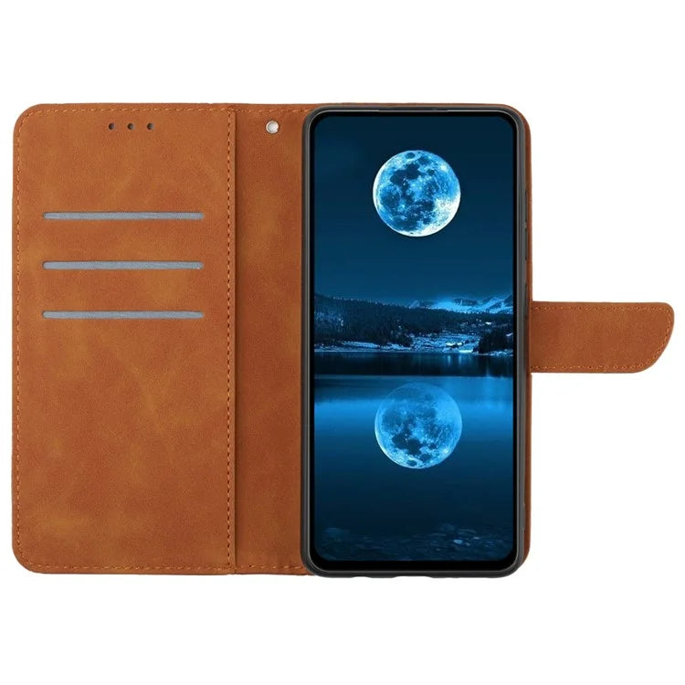 HT05 For OnePlus 12 5G PU Leather Case Line Imprinted Protective Phone Cover