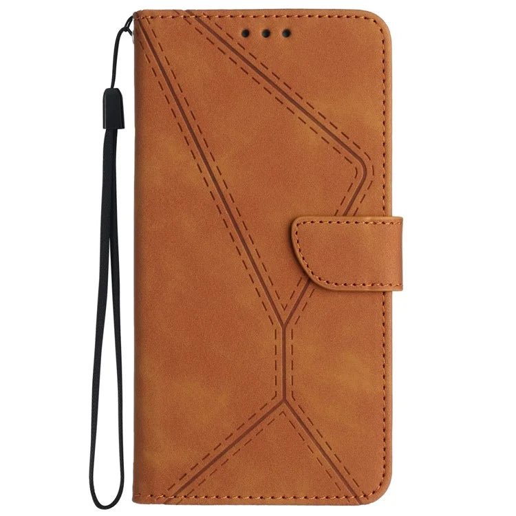HT05 For OnePlus 12 5G PU Leather Case Line Imprinted Protective Phone Cover