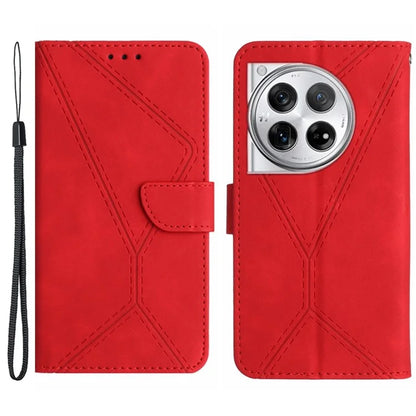 HT05 For OnePlus 12 5G PU Leather Case Line Imprinted Protective Phone Cover