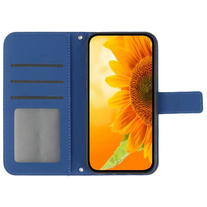 HT04 For OnePlus 12 5G PU Leather Case Sunflower Imprinted Phone Cover with Shoulder Strap