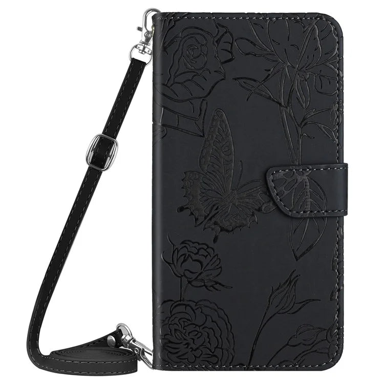 HT03 Wallet Case for Samsung Galaxy A55 5G Flip Leather Case with Shoulder Strap Phone Wallet