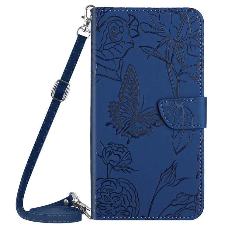 HT03 Wallet Case for Samsung Galaxy A55 5G Flip Leather Case with Shoulder Strap Phone Wallet