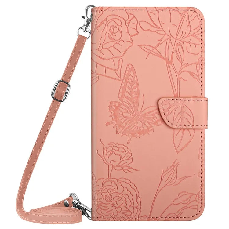HT03 Wallet Case for Samsung Galaxy A55 5G Flip Leather Case with Shoulder Strap Phone Wallet