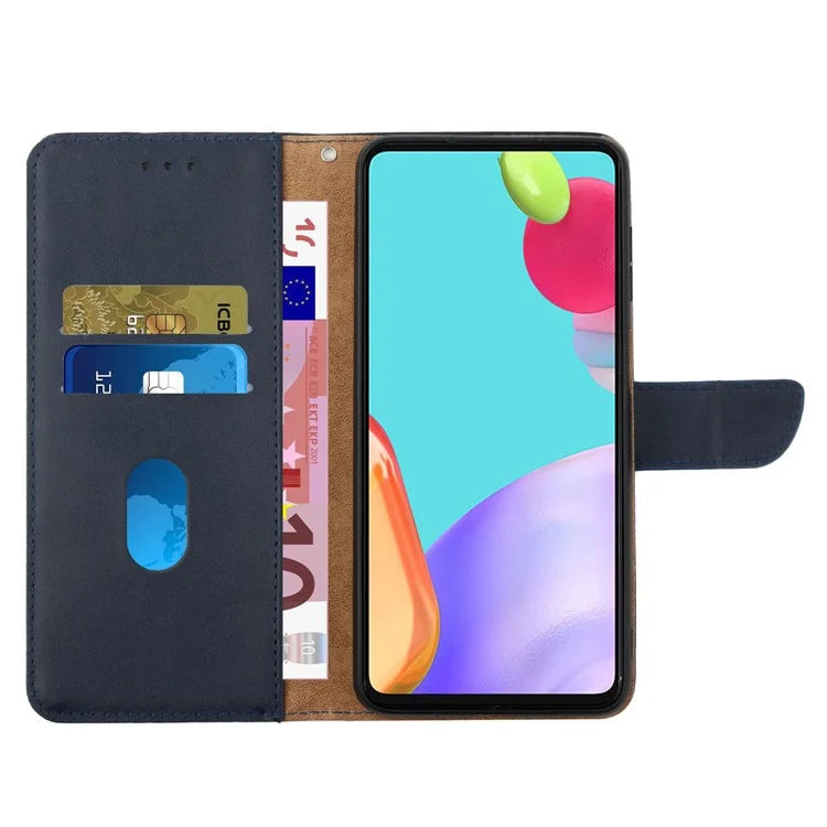 HT02 For Samsung Galaxy A55 5G Wallet Case Genuine Cow Leather Stand Phone Shell