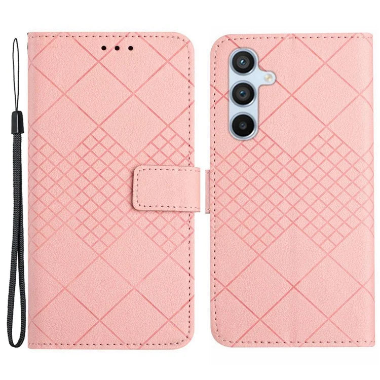 HT06 For Samsung Galaxy A55 5G Flip Leather Case Wallet Cover with Wrist Strap