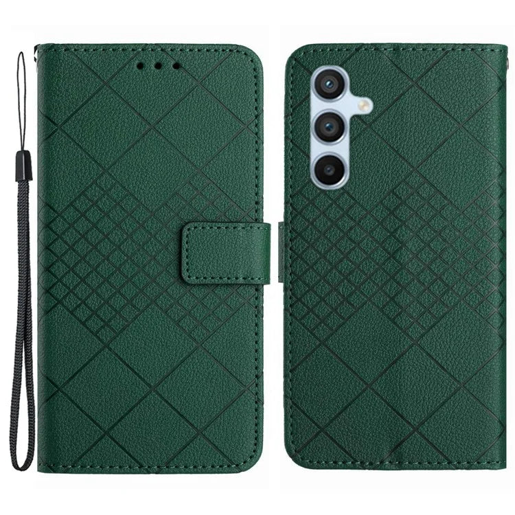 HT06 For Samsung Galaxy A55 5G Flip Leather Case Wallet Cover with Wrist Strap