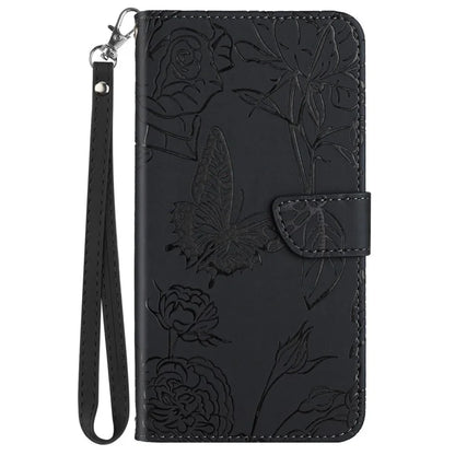 HT03 For Samsung Galaxy A55 5G Butterfly Leather Case with Wrist Strap Phone Cover