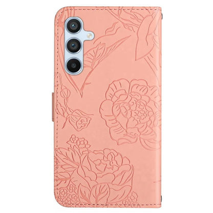 HT03 For Samsung Galaxy A55 5G Butterfly Leather Case with Wrist Strap Phone Cover