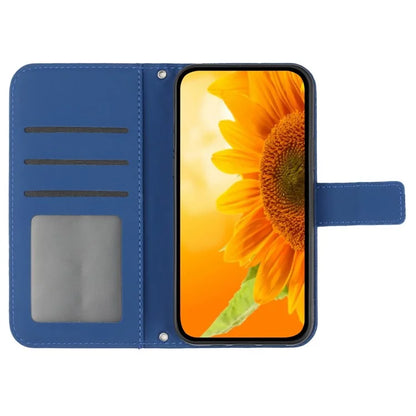 HT04 For Samsung Galaxy A55 5G Leather Case Sunflower Wallet Cover with Shoulder Strap