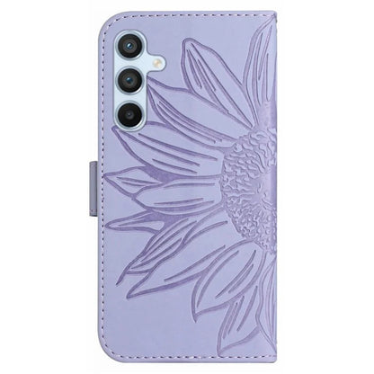 HT04 For Samsung Galaxy A55 5G Sunflower Leather Wallet Case with Wrist Strap
