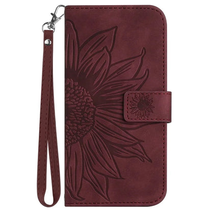 HT04 For Samsung Galaxy A55 5G Sunflower Leather Wallet Case with Wrist Strap