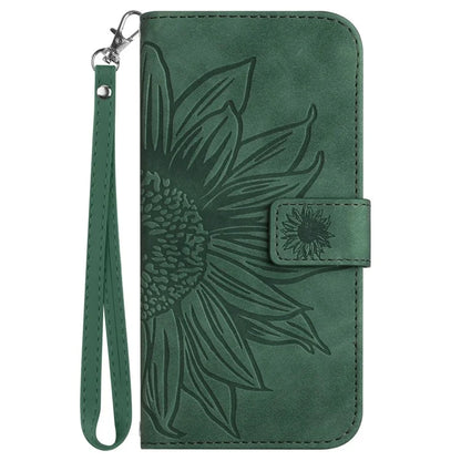 HT04 For Samsung Galaxy A55 5G Sunflower Leather Wallet Case with Wrist Strap