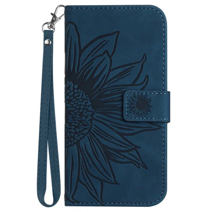 HT04 For Samsung Galaxy A55 5G Sunflower Leather Wallet Case with Wrist Strap