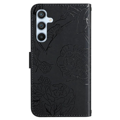 HT03 For Samsung Galaxy A35 5G PU Leather Case Butterfly Flower Phone Cover with Hand Strap