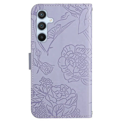 HT03 For Samsung Galaxy A35 5G PU Leather Case Butterfly Flower Phone Cover with Hand Strap