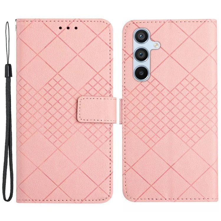 HT06 For Samsung Galaxy A35 5G PU Leather Case Wrist Strap Cash Slots Stand Flip Phone Cover