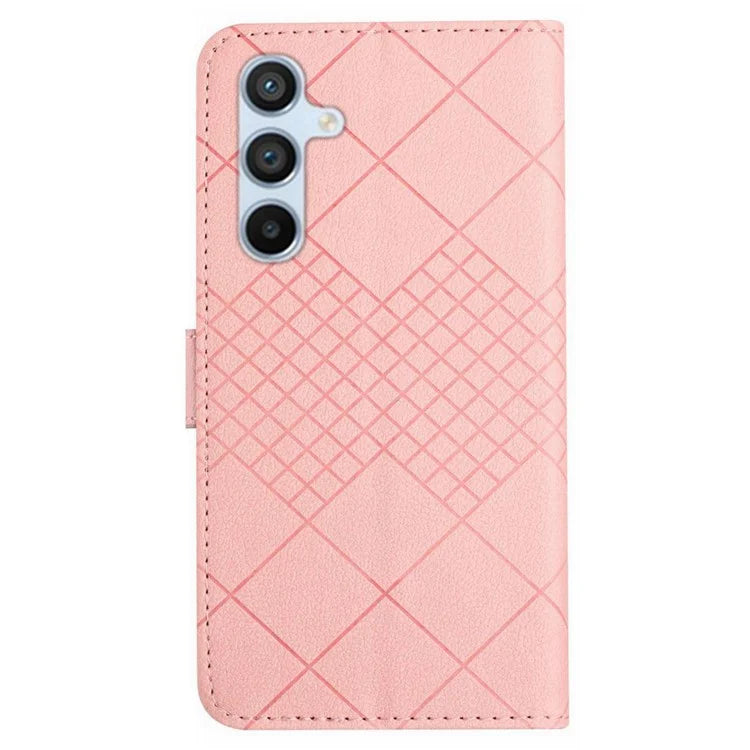 HT06 For Samsung Galaxy A35 5G PU Leather Case Wrist Strap Cash Slots Stand Flip Phone Cover